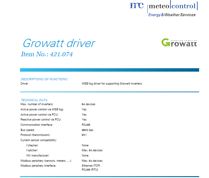 绽放欧洲市场 Growatt逆变器获Meteocontrol监控系统兼容